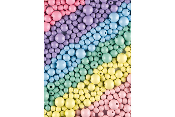 FOLIA Holzperlen Pastel 1000g 22993 Jumbo Pack, 1-1.8cm