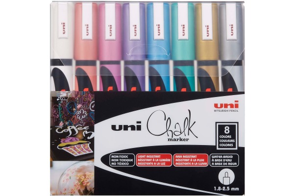 UNI-BALL Chalk Marker 1.8-2.5mm PWE-5M 8C 8 Stück ass.