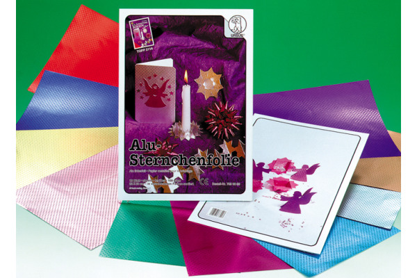 URSUS Bastelfolie Alu 23x33cm 7990099 90g, farbig ass. 10 Blatt