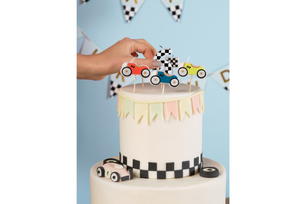 PARTYDECO Geburtstagskerzen SCS-18 Autos 5 Stück