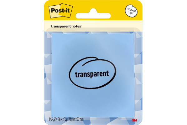 POST-IT Transparent Notes 73x73mm R330-1RSS blau 36 Blatt