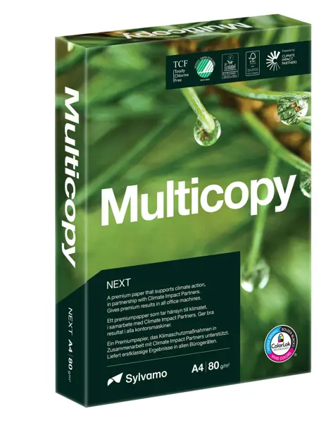 Kopierpapier Multicopy Next A4 80g, weiss matt geriest 1 Palette 120'000 Blatt Box 2'500 Bl./Bg.