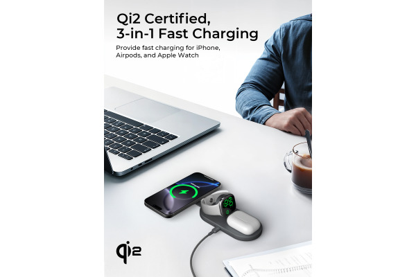 AUKEY MagFusionC 3-IN-1  foldable LC-MC313 Wirel.Charger Qi2 15W+5W+5W