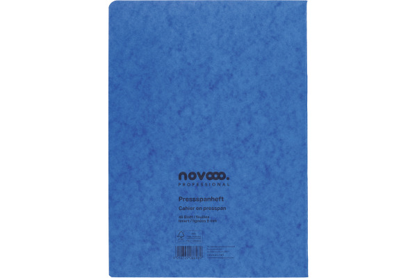 NOVOOO Pressspanheft blau A4 729791 liniert, 9mm, 80g 48 Blatt