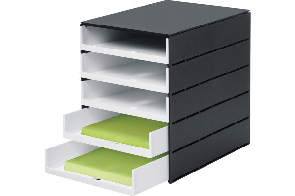 STYRO Schubladenbox styroval pro 14-8001 schwarz/weiss 5 Fächer