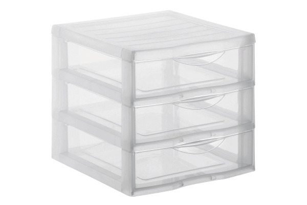 ROTHO Schubladenbox Optimo A6 142200009 transparent 3 Schubladen