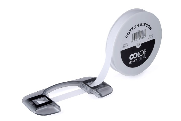 COLOP Baumwollband 15mmx25m 154921 für e-mark, weiss