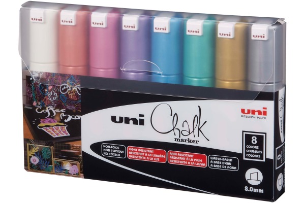 UNI-BALL Chalk Marker 8mm PWE-8K 8C 8 Stück ass.