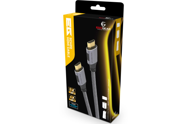 EGOGEAR HDMI Cable Universal 2m SCH20HDGY braided 4k,8k, Grey,Black