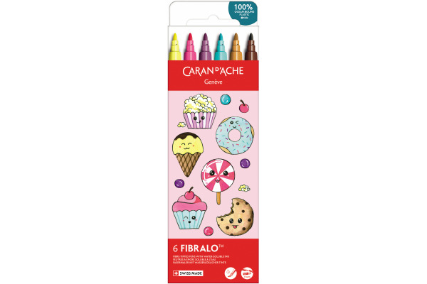 CARAN D'A Fasermaler Fibralo Kawaii 185.802 Candy World 6 Stück