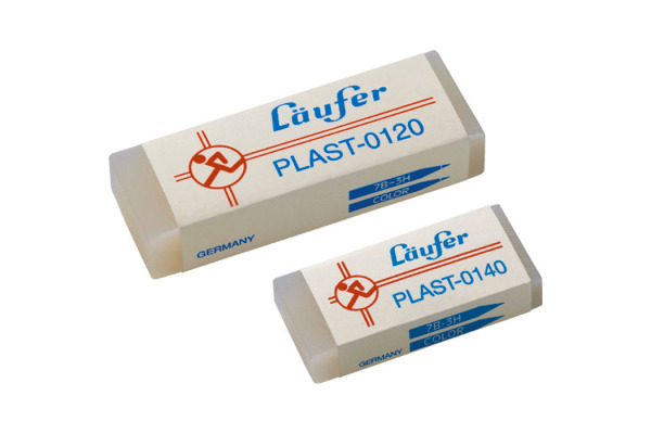 LÄUFER Plast-Radierer 65x21x12mm 01200 mit Kartonmanschette