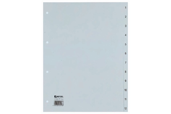 HETZEL Register PP A4 25256481 grau 1-12