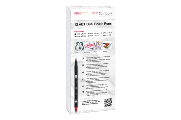 TOMBOW ABT Dual Brush Pen ABT-12P-3 12er Set Grautöne