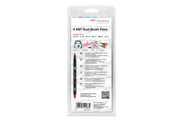 TOMBOW ABT Dual Brush Pen ABT-6P-5 Vintage Colours 6 Stück