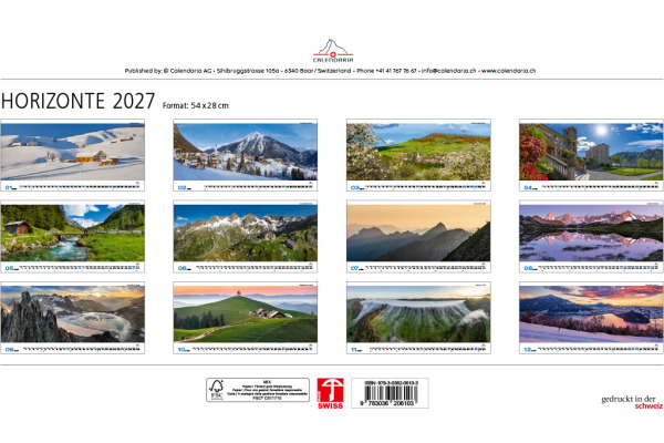 CALENDARI Bildkalender 2027 36206103 Horizonte DE 56x28cm