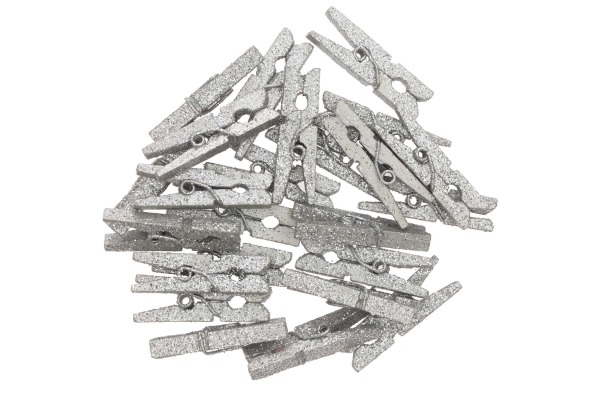 RICO DESI Deko-Clips Glitter 3cm 7040.30.8 silber 24 Stück