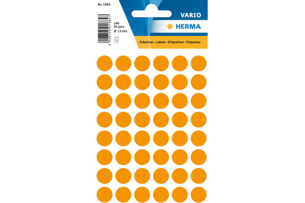 HERMA Etiketten rund 13mm 1864 leuchtorange 240 Stück