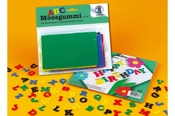 URSUS Moosgummi Buchstaben A-Z 8460099 5 Farben ass. 130 Stück