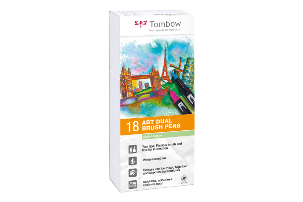 TOMBOW ABT Dual Brush Pen ABT-18P-5 18er Set Pastelltöne