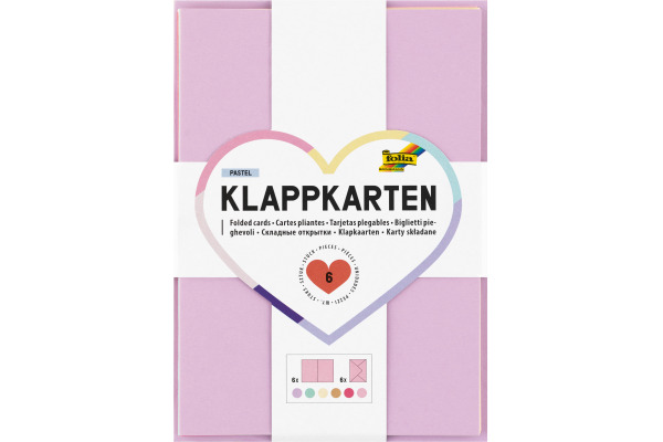 FOLIA Klappkarten A6 150692 220g, Pastell 6 Stück