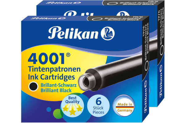 PELIKAN Tintenpatrone TP/6/2/B schwarz 12 Stück, Blister