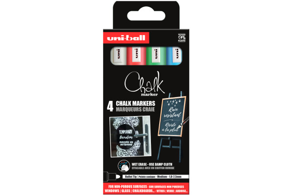 UNI-BALL Chalk Marker 1.8-2.5mm PWE-5M4PA Rundspitze 4 Stück