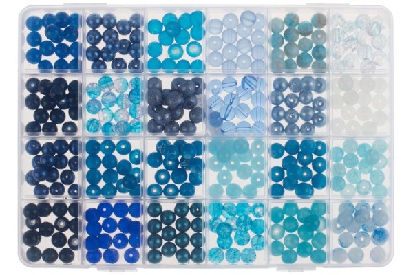 GLOREX Glasperlen Schmuckset 61630342 blau assortiert