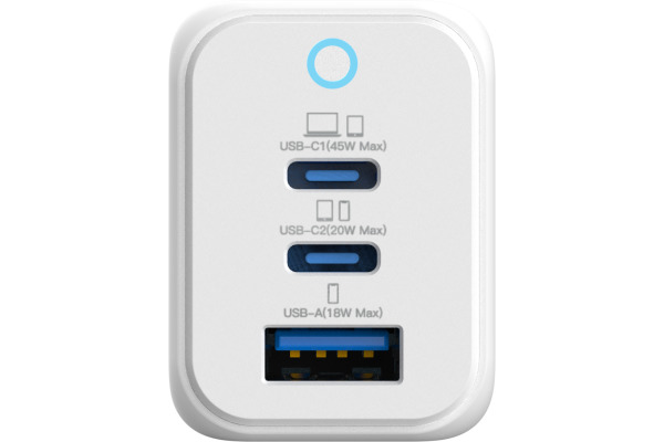 VINNIC FERNOW GaN 45W,Wallcharger VPCG-GA45 2x USB C, 1x USB-A, White