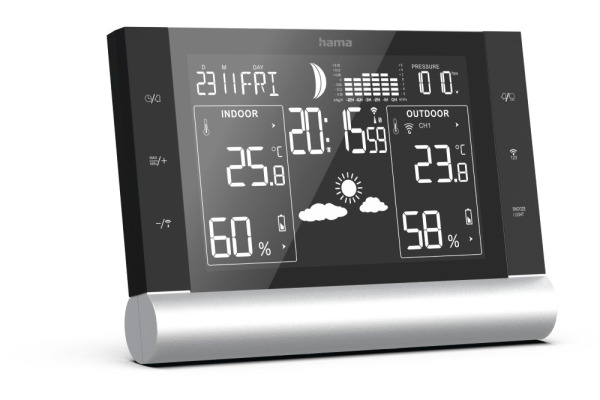 HAMA Wetterstation Black Line Plus 186418 schwarz, mit Sensor