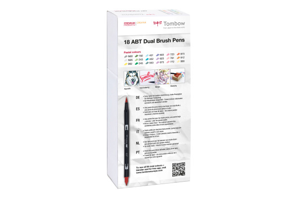 TOMBOW ABT Dual Brush Pen ABT-18P-5 18er Set Pastelltöne