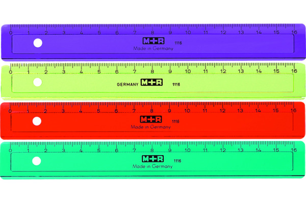 M+R Flachlineal 16cm 711160150 farbig ass.
