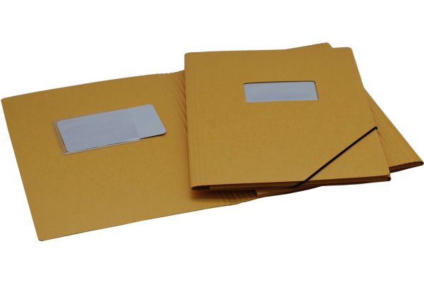 EROLA Gummibandmappe 650my A4 33299F gelb Pressspan mit Fenster