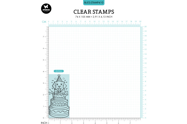 STUDIO LI Klarischtstempel Birthday Dog STAMP410 9.6x4.5x0.3cm