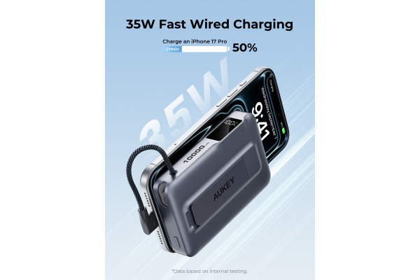 AUKEY MagFusion PB Vista Mix,10K PB-MS24 Qi2.2, Wireless,Magnetic