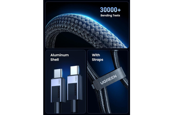 UGREEN Cable USB-C to USB-C, 240W 45067 PD,1m,Fast Charging ,Gray