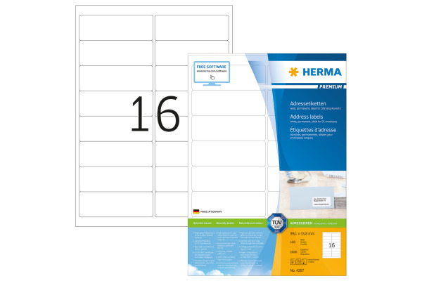 HERMA Etiketten 4267 4267 99.1x33.8mm 1600Stk. 100 Bl.