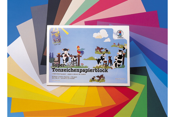 URSUS Bastel-Zeichenpapier 24×34cm 2200000 130g, farbig ass. 50 Blatt