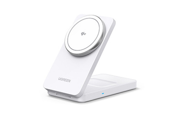 UGREEN Wireless Charger 2in1,20W,Qi2 45057 iPhone,AirPods,White