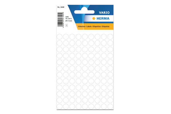 HERMA Markierungspunkte 8mm 1840 weiss 540 Stück