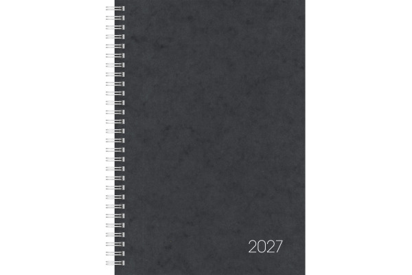 BRUNNEN Buchkalender 2027 79701907 1W/2S schwarz ML 17x24cm