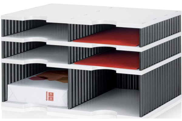 STYRO Ablagesystem styrodoc duo 268-20222 grau/schwarz 6 Fächer