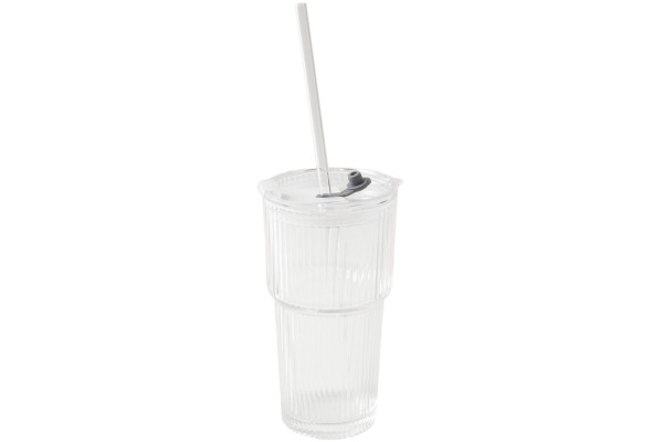 ESMEE Trinkglas 550ml 1000-1728 inkl. Deckel & Strohhalm