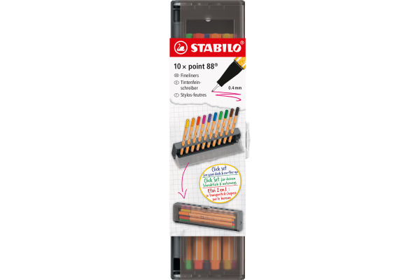 STABILO Fineliner Point 88 0.4mm 8810-5 Klicketui 10 Stück