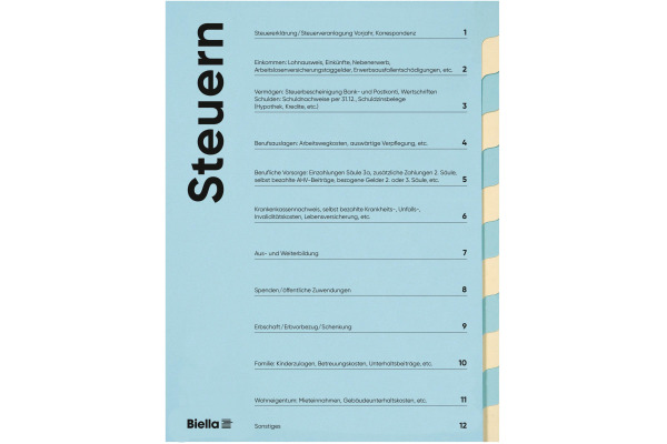 BIELLA Spezialmappe Steuern A4 32601129 deutsch 12 Fächer