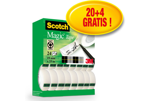 SCOTCH Magic Tape 810 19mmx33m 8-1933R24 invisible, 20+4, 24 Stk.