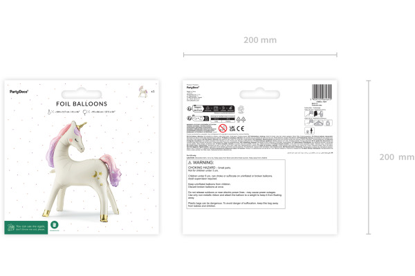 PARTYDECO Folienballon 95x86cm FB247 Einhorn