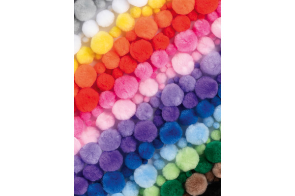 FOLIA Pompons Mix bunt 200g 50209 Jumbo Pack, 1-4cm