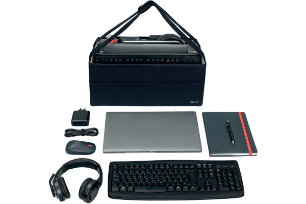 LEITZ Hot Desk Stofftasche 64440089 samtgrau 3 Fächer 46.5x21x20cm