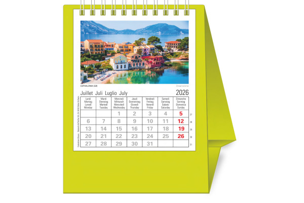 NOVOS Tischkalender Europa 2027 500091 1M/1S hellgrün ML 11.5x14cm