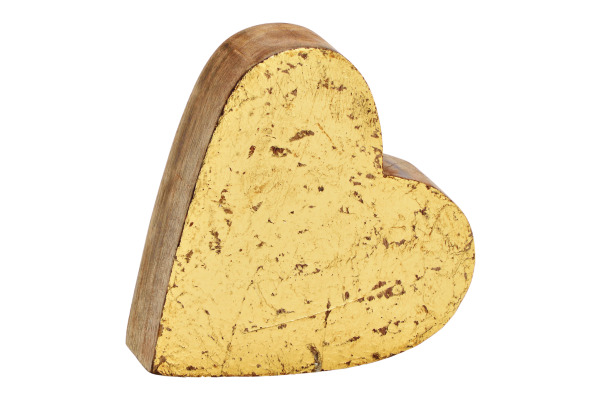 ROOST Herz aus Mangoholz 10034348 gold 14x13x4cm